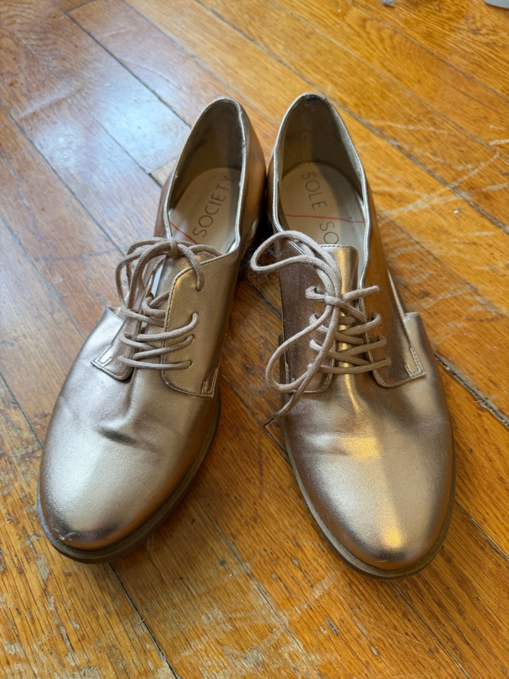 Sole Society Metallic Rose Gold Lace-Up Oxfords